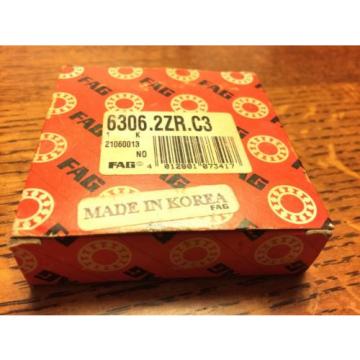 New FAG 6306.2ZR.C3 Roller Ball Bearing 30mm x 72mm x 19mm