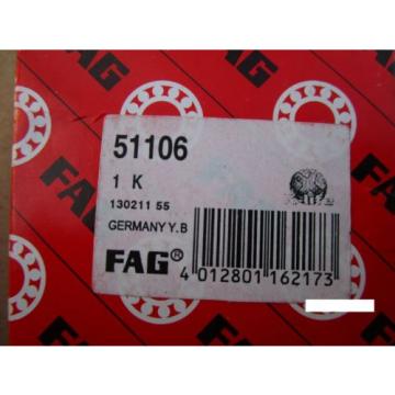 FAG 51106, Grooved Race Thrust Bearing (=2 NTN, NSK, SKF,)