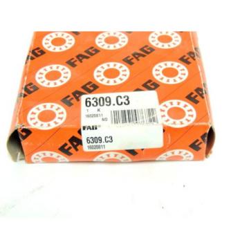 New FAG Ball Bearing 6309.C3  45mm ID, 100mm OD, 25mm W  LOT OF 3