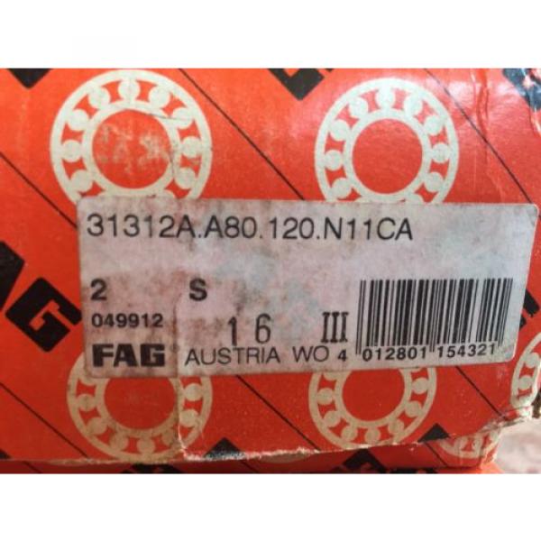 FAG BEARING 31312A A80 120 N11 CA  S 16 III NEW SEALED BOX 3132A.A80.120.N11CA #4 image