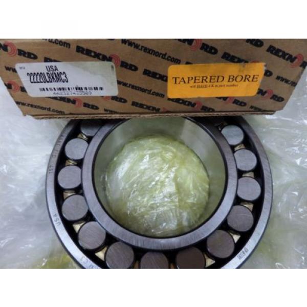 NEW REXNORD FAG TAPERED BORE SPHERICAL ROLLER BEARING 22220LBKMC3 22220E1AKMC3 #3 image