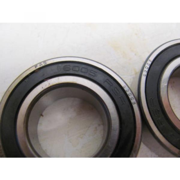 LOT OF 2 FAG 63005 RUBBER SHIELDED SINGLE ROW BALL BEARING #5 image